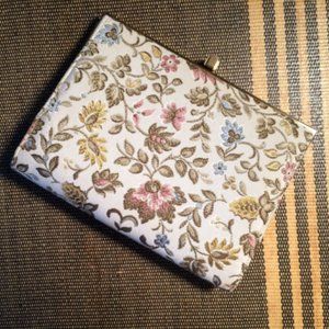 Vintage Nicholas Reich Clutch Purse Embroidered Florals Dover Tapestry  c.1960s